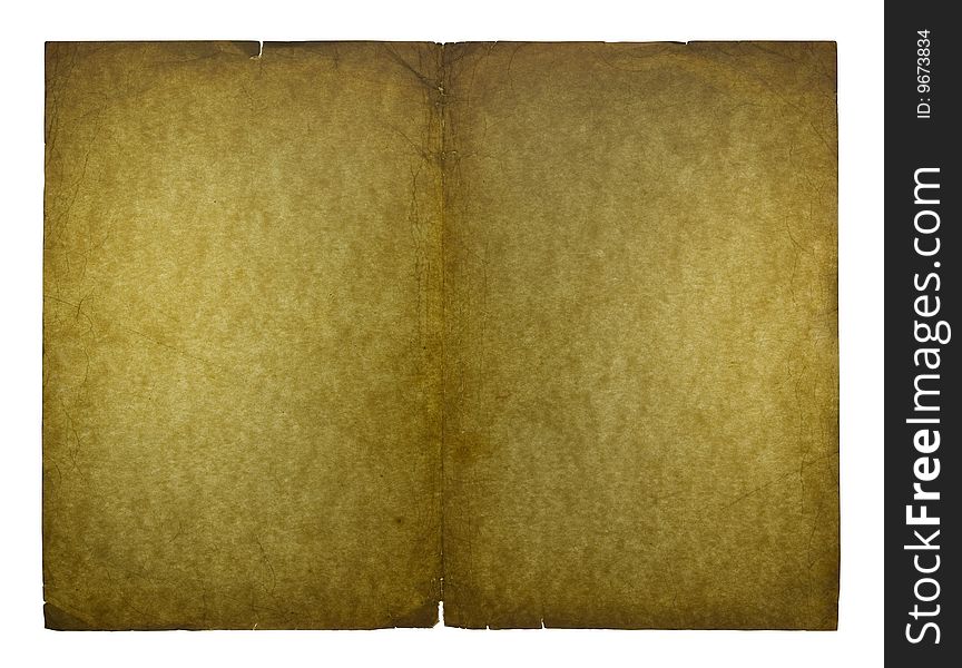 Old sheet of paper isolated on white