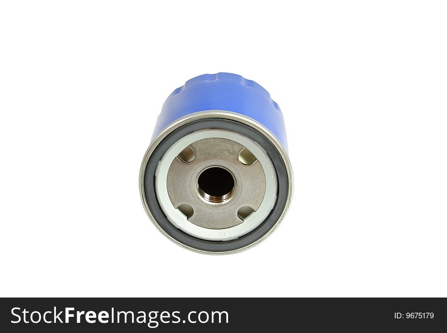 The automobile fuel filter located on the isolated white background