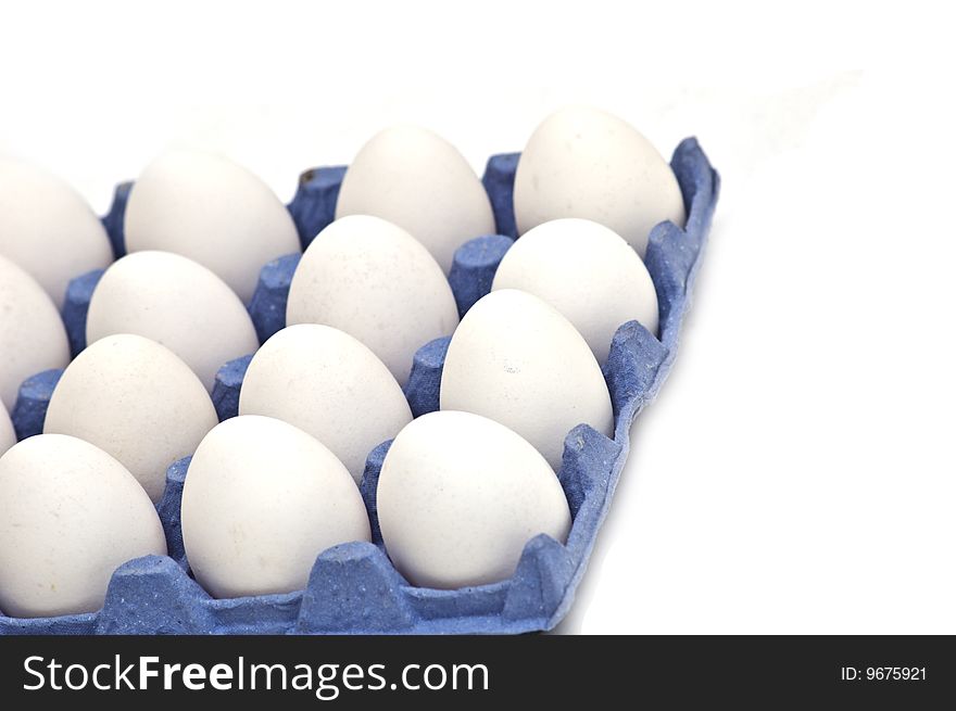 Close-up photo of eggs in box