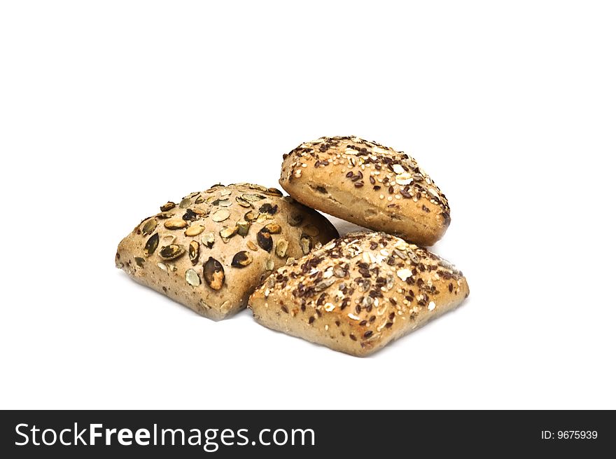 Healthy bread with seeds isolated on white. Healthy bread with seeds isolated on white