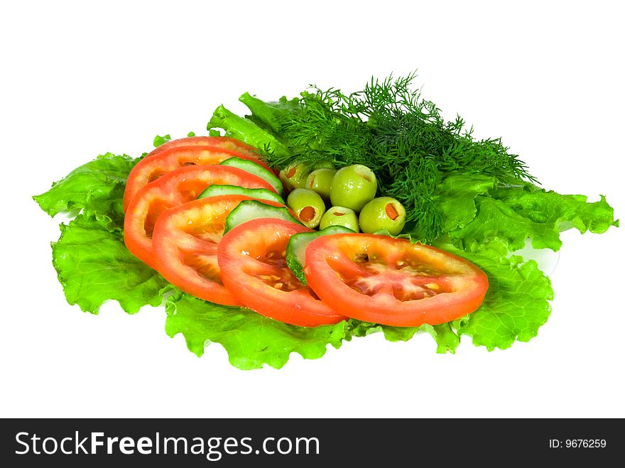 Vegetable with verdure isolated over white