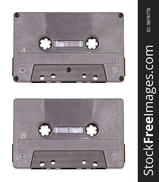Audio cassette isolated on white background with clipping path