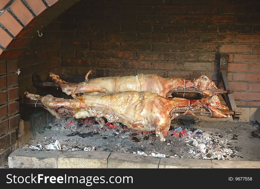 Two Lamb On A Spit