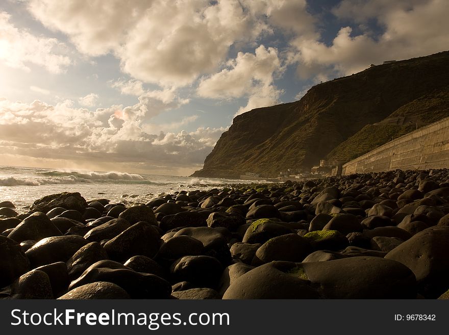 A shot of the evening tide in Madeir Portugal