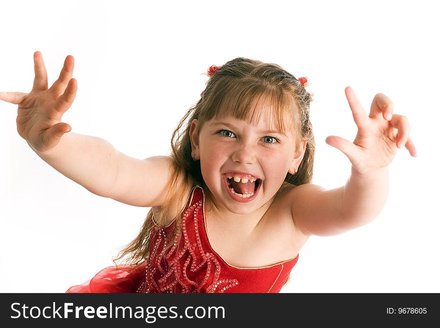 An image of a funny little girl making grimace