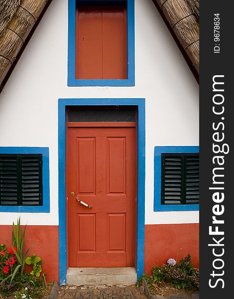 Detail of a Typical Â´Casa de ColmoÂ´ (thatched roof house) in Funchal. Madeira Island. Portugal. Detail of a Typical Â´Casa de ColmoÂ´ (thatched roof house) in Funchal. Madeira Island. Portugal