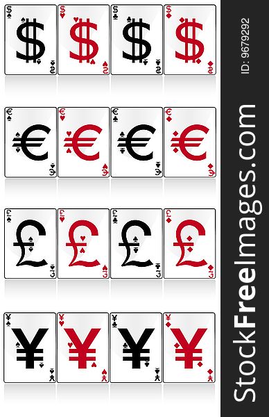 Signs On Currencies Of A Cards A