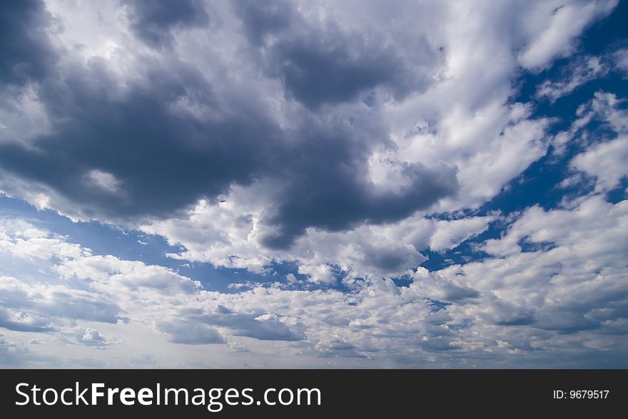 Wide angle blue sky with daylight background