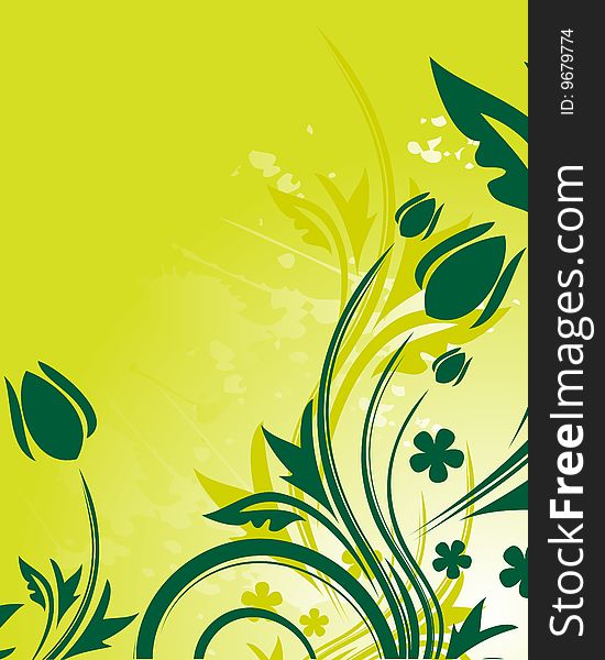 Green floral background with place for your text. Green floral background with place for your text