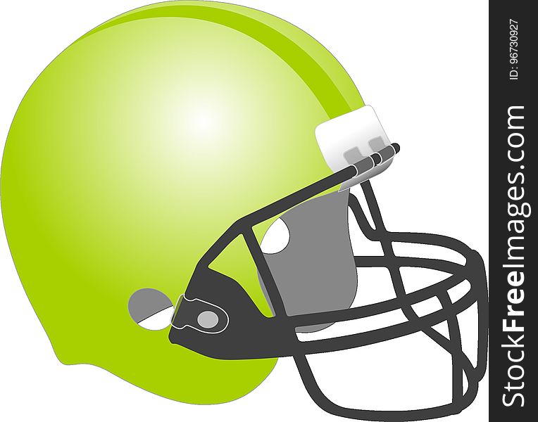 Helmet, Green, Yellow, Protective Equipment In Gridiron Football
