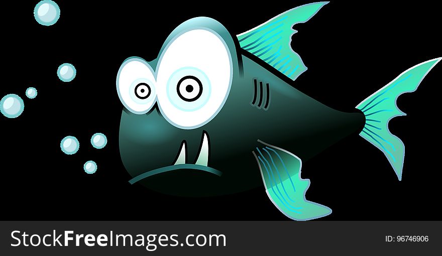 Black, Fish, Cartoon, Vertebrate