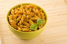 Fresh Pasta With Tomato Sauce And Basil. Royalty Free Stock Images Fresh Pasta With Tomato Sauce And Basil. Royalty Free Stock Images
