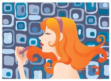 Girl Applying Lipstick Stock Photography Girl Applying Lipstick Stock Photography