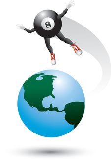 Eight Ball Character On Top Of World Stock Photos Eight Ball Character On Top Of World Stock Photos