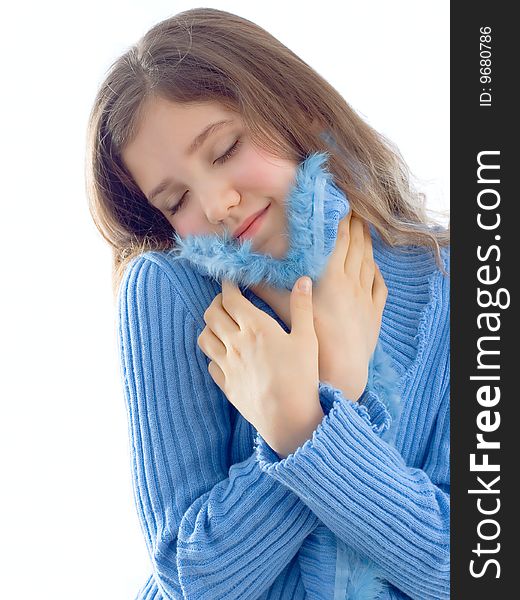 Portrait of cute teen girl isolated on white