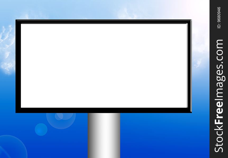 Blank advertisement on sky background. Abstract illustration