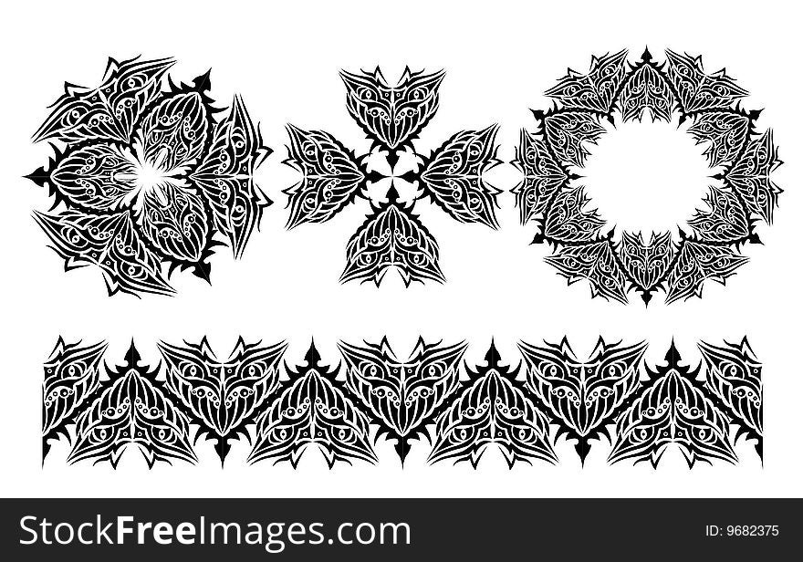 Circular pattern in the style of tattoo and vector brush for Adobe Illustrator a pattern