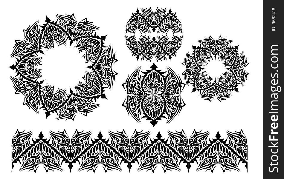 Circular pattern in the style of tattoo and vector brush for Adobe Illustrator a pattern