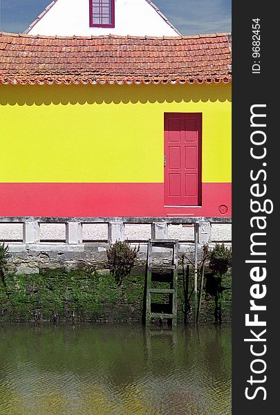 View of a typical fisherman house in Aveiro, Portugal. View of a typical fisherman house in Aveiro, Portugal