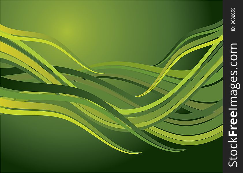 The vector illustration contains the image of green waves background