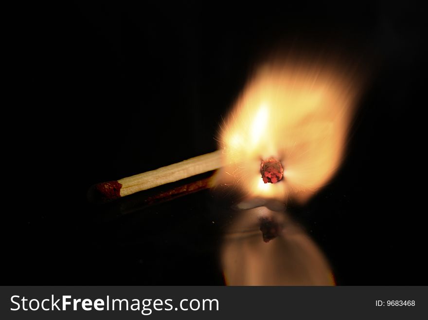 Match stick bursting into flames