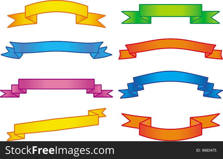Vector ribbons on white background. Vector ribbons on white background