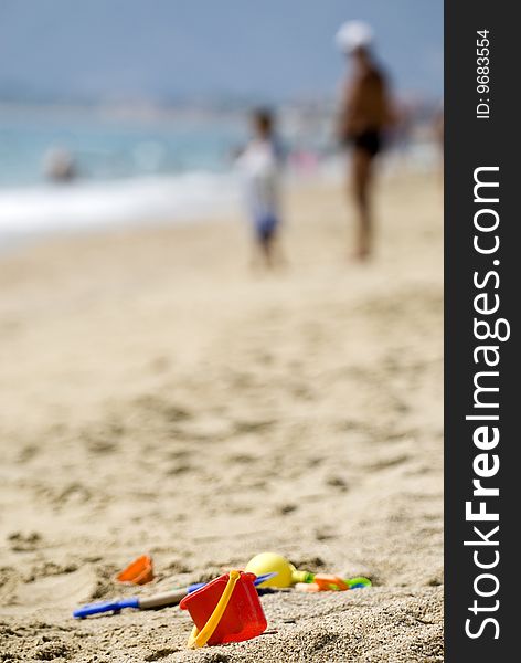 Plastic toys on the beach