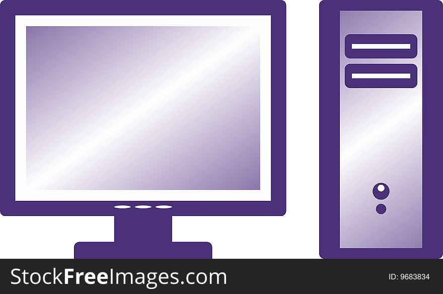 Desktop computer illustration on white background. Desktop computer illustration on white background