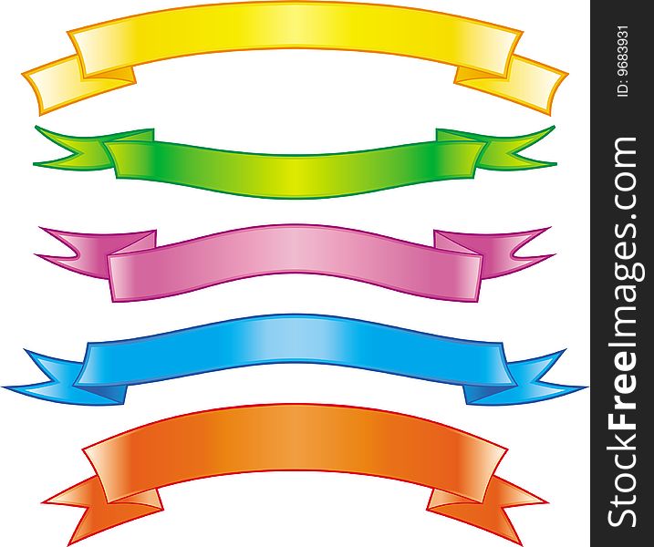 Set of bright vector colored ribbons
