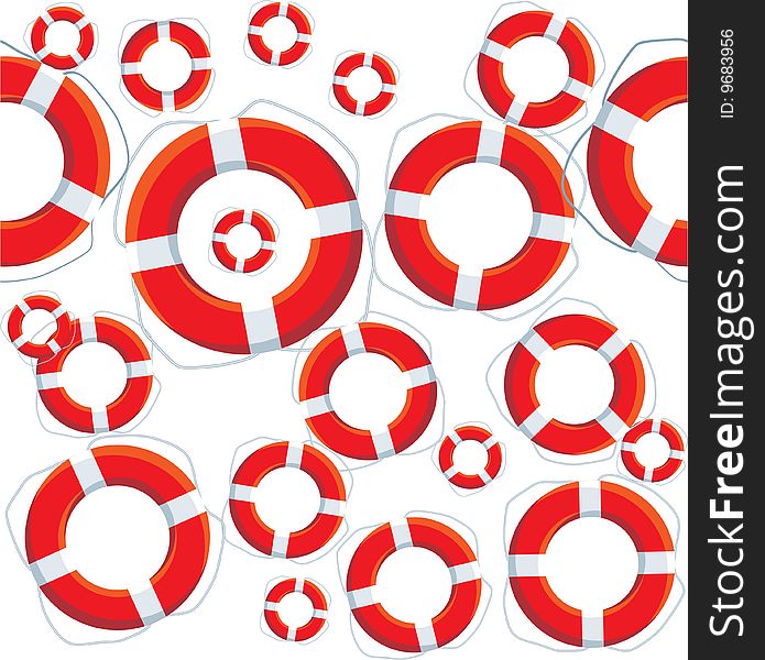 Seamless texture of the lifebuoys red on a white background. Seamless texture of the lifebuoys red on a white background