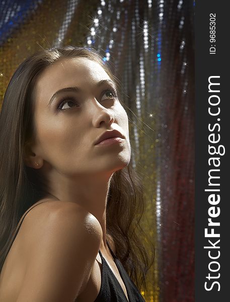 Portrait  of young beautiful woman on color background. Portrait  of young beautiful woman on color background