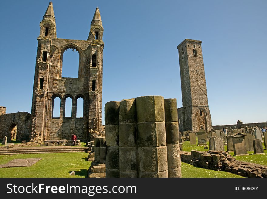 Remains of the old cathedral at st andrews in scotland. Remains of the old cathedral at st andrews in scotland