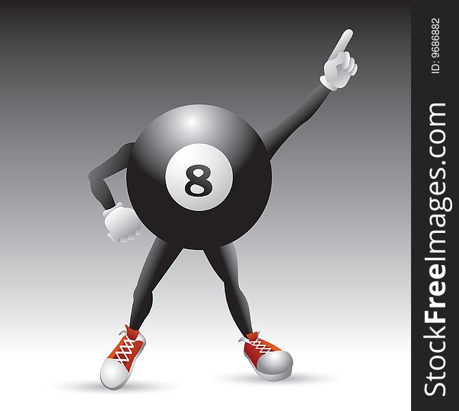 Eight Ball Character Striking A Pose