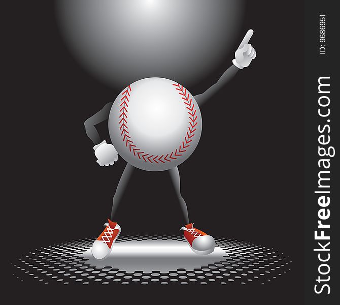 Baseball cartoon character on the dance floor. Baseball cartoon character on the dance floor