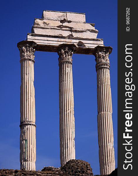 Corinthian columns of the temple of Castor and Pollux. Corinthian columns of the temple of Castor and Pollux.