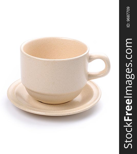 Empty ceramic coffee cup and saucer. Empty ceramic coffee cup and saucer