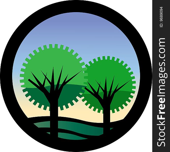 A tree badge or logo
