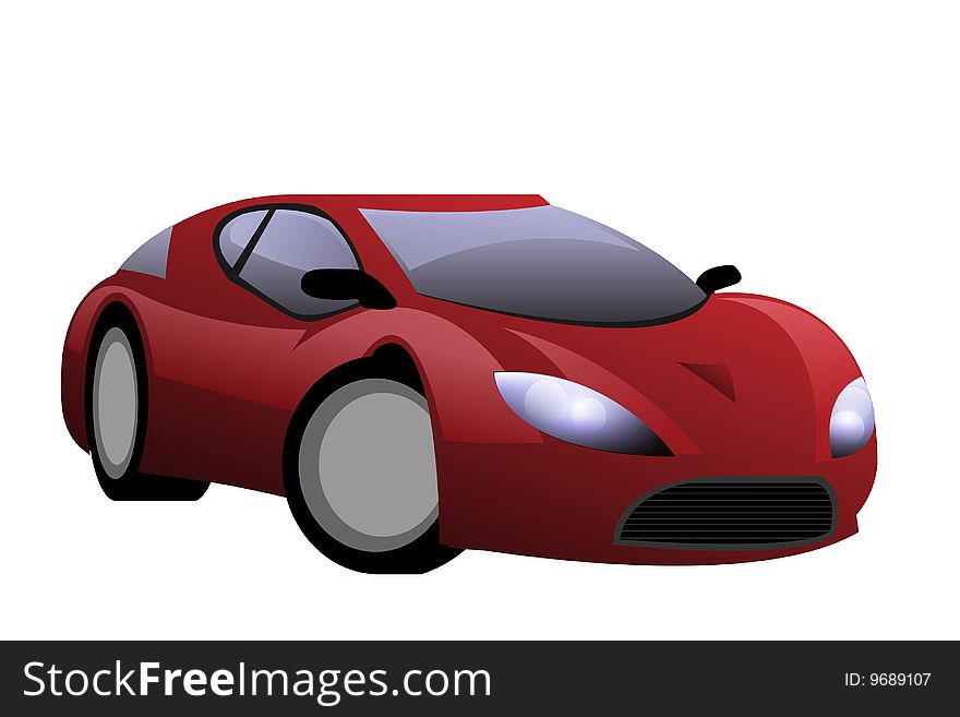 A sport red car prototype. A sport red car prototype