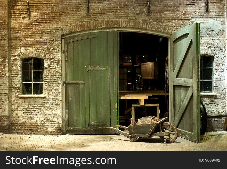 Exterior of a workshop from a 19th century. Exterior of a workshop from a 19th century