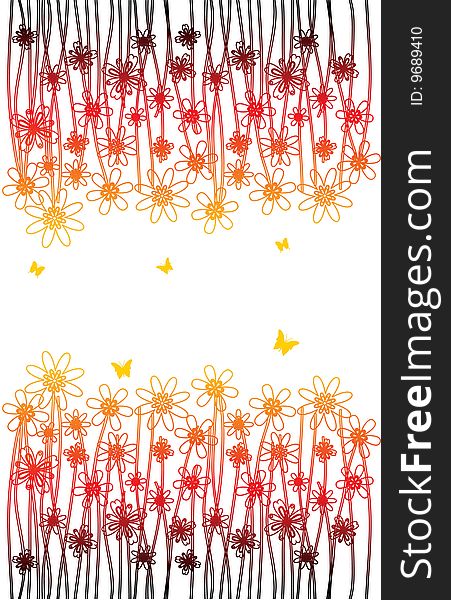 Floral summer banner, vector illustration