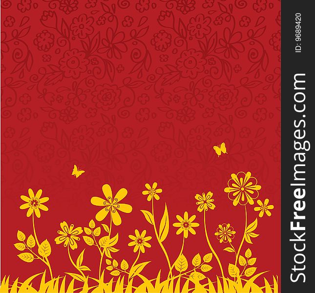 Floral summer banner, vector illustration