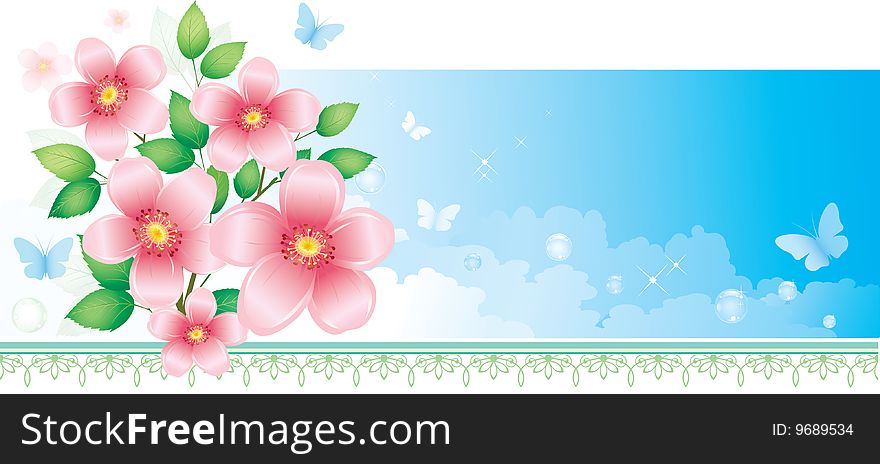 Flowers over blue sky