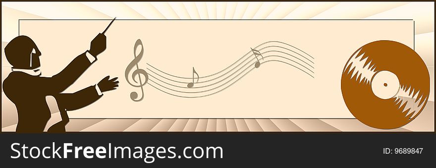 Abstract music illustration, with silhouette. Abstract music illustration, with silhouette