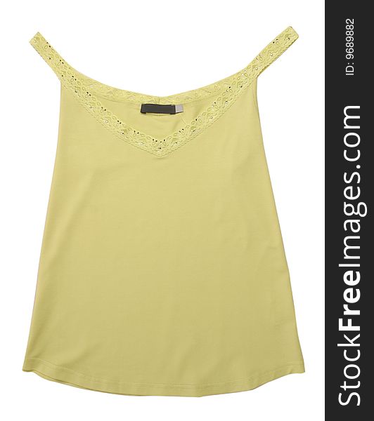 Woman fashion isolated yellow blouse vest. Woman fashion isolated yellow blouse vest