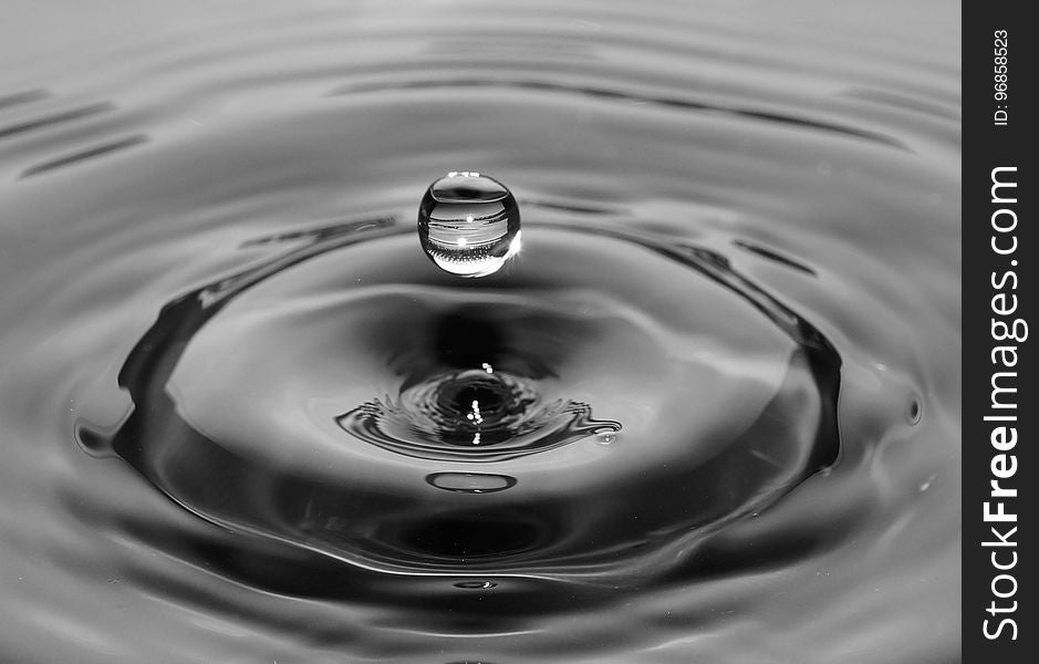 Water, Drop, Black And White, Monochrome Photography