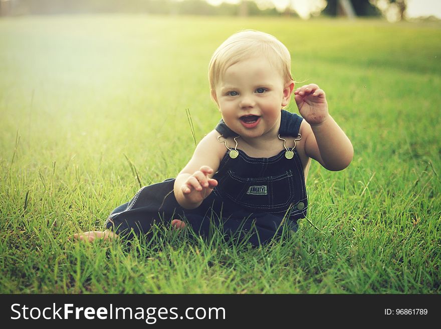 Green, Child, Grass, Photograph