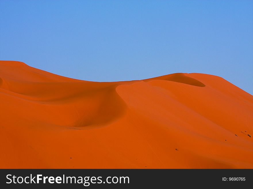 Orange sand of desert at evening