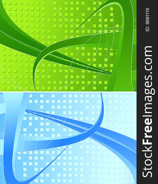 Set of green and blue abstract banners. Set of green and blue abstract banners