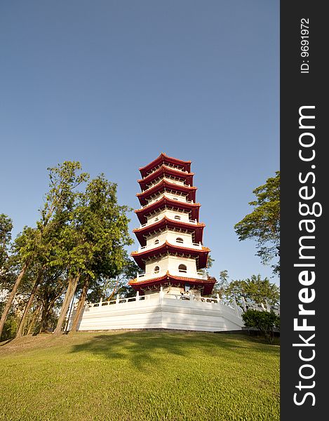 A chinese ancient pagoda in a local park. A chinese ancient pagoda in a local park.