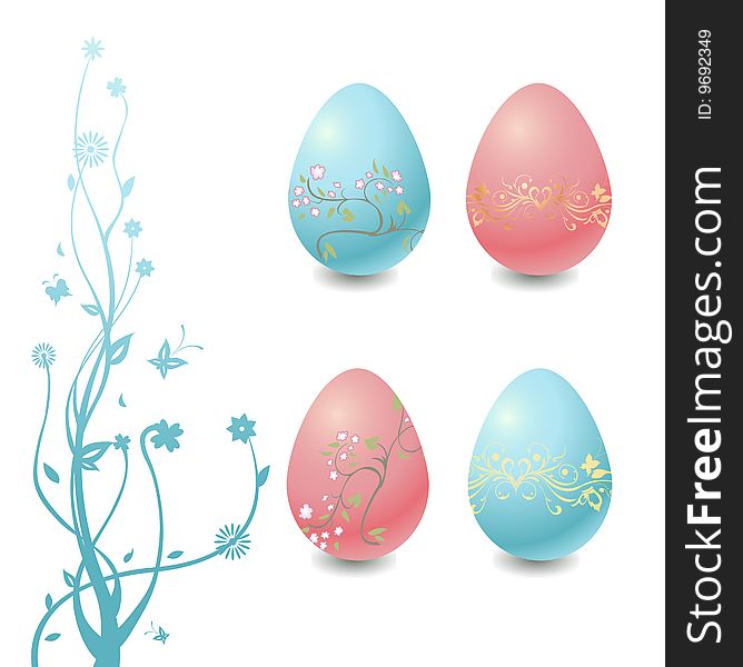 Easter Eggs With Floral Elements
